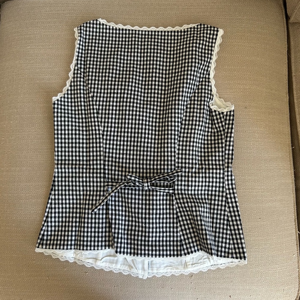 NWOT Reformation Amela Gingham Linen Top - Picture 10 of 13